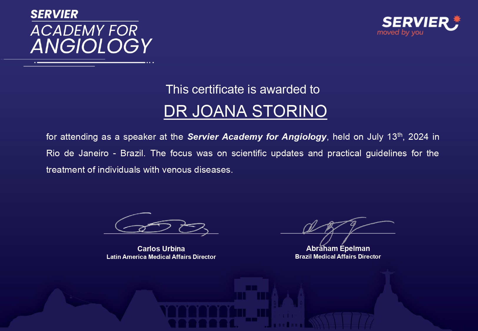 Certificado Servier Academy for Angiology